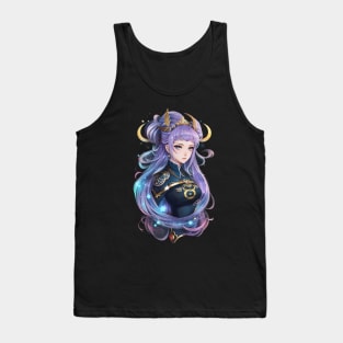 Stellar Healer: Radiant AI Anime Character Art in Ophiuchus Tank Top